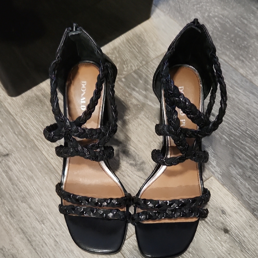 Donald Pliner Black Braided Heels